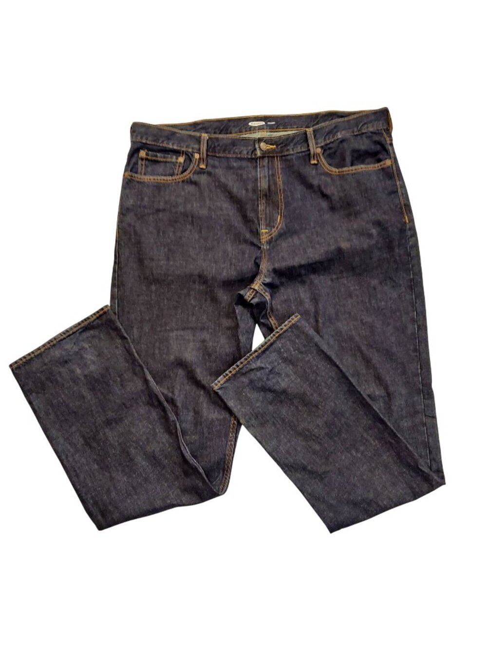 Old Navy dark mens straight 42x36 jeans measure 43x35.5 high rise 100% cotton